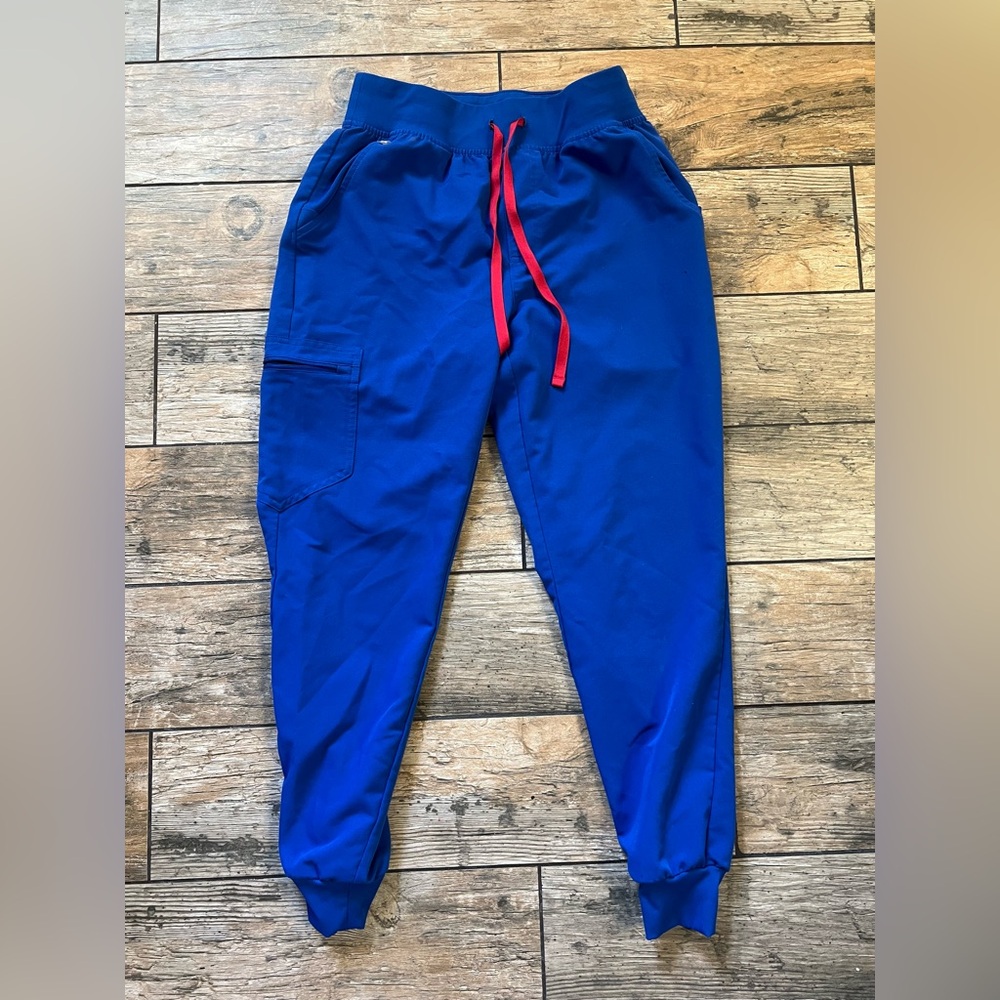 Figs Royal Blue Joggers with Red Drawstring Olympic